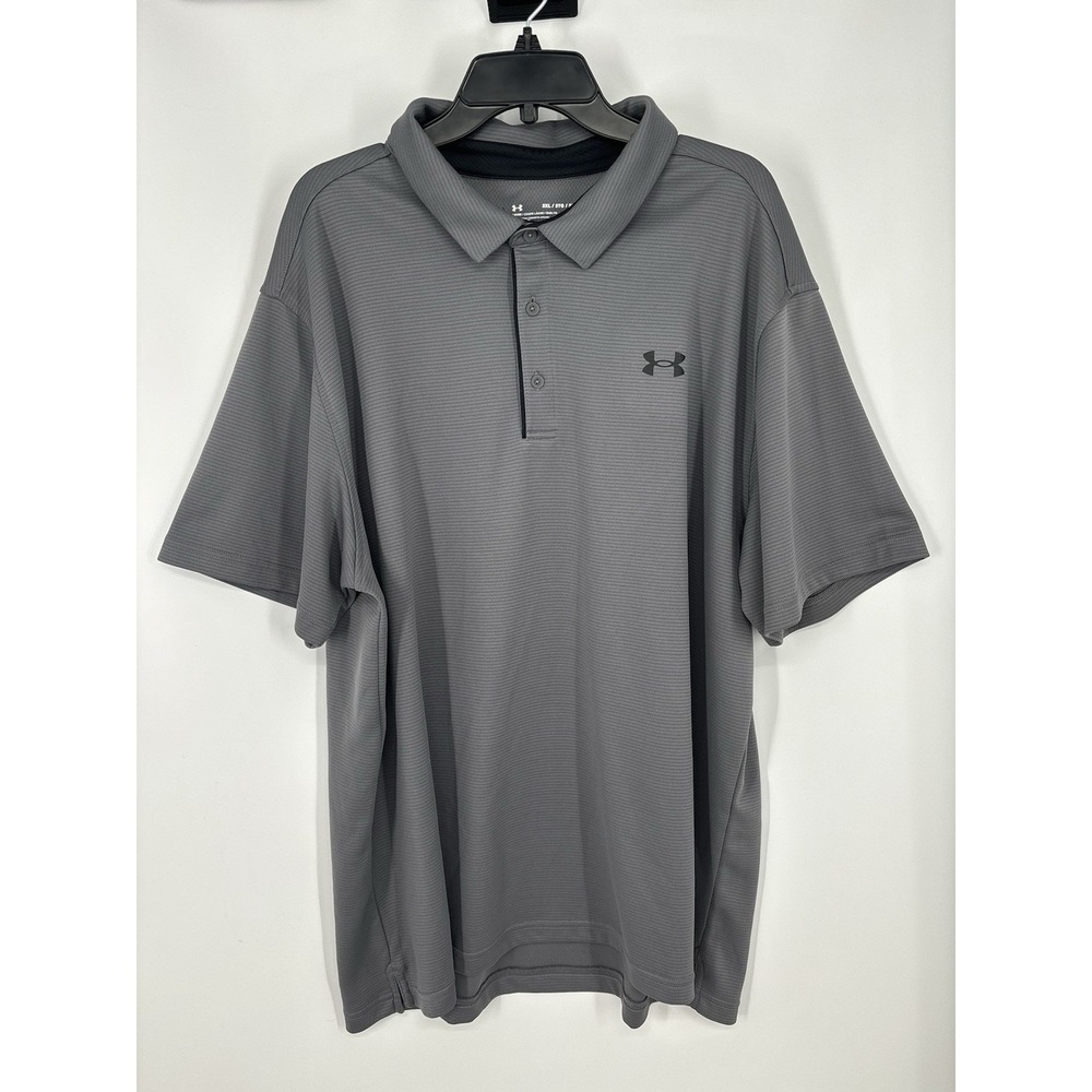 Under Armour Polo Shirt Short Sleeve Performance Striped Grey Mens Size 3XL